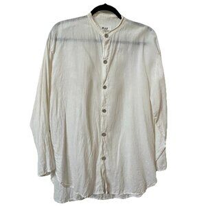 Flax Jeanne Engelhart Shirt Womens Button Linen White Lagenlook Boho